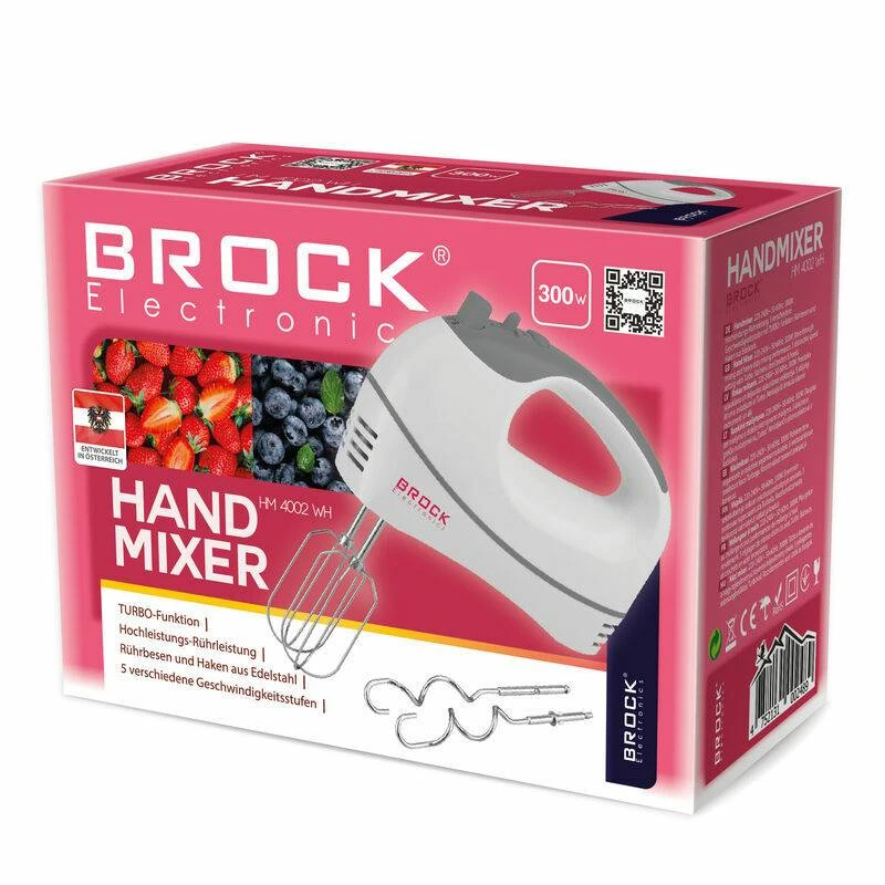 Ручной миксер brock hm 4002 wh, 300 вт, 2