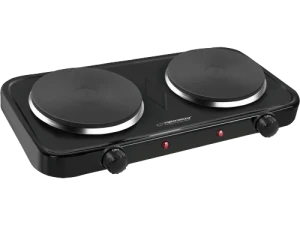 Electric hot plate esperanza cotopaxi ekh010k  black, 2000w (1x1000w, 1x1000w), 5 temperature degrees thermostatic protection against overheating the indicator light (on / off) heat-resistant surface materials 2 heating plates Thumbnail 2
