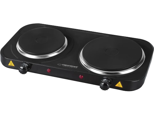 Electric hot plate esperanza yellowstone ekh007k black, 2500w (1x1500w, 1x1000w), 2 heating plates with a diameter of 18.8 cm and 15.5 cm, external di 2