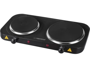 Electric Hot Plate Esperanza YELLOWSTONE EKH007K Black, 2500W (1x1500W, 1x1000W), 2 heating plates with a diameter of 18.8 cm and 15.5 cm, External di