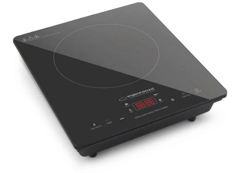 Induction hot plate esperanza vesuvius ekh009 black,  2000w, cooking surface:  unpolished black crystal glass 12-20cm, 50%  cooking time savi 2