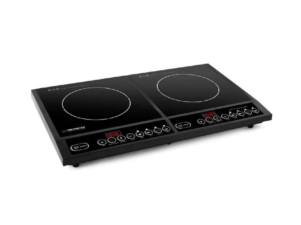 Induction hot plate esperanza st.maria ekh008 black, 2-burner,  2000w + 2000w, 2 cooking surfaces: polished black crystal glass 280 * 280mm * 2 pieces 2