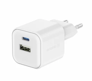 Universal Home Charger SWISSTEN GaN 1x USB-C 35W PD + 1x USB-A 27W QC White