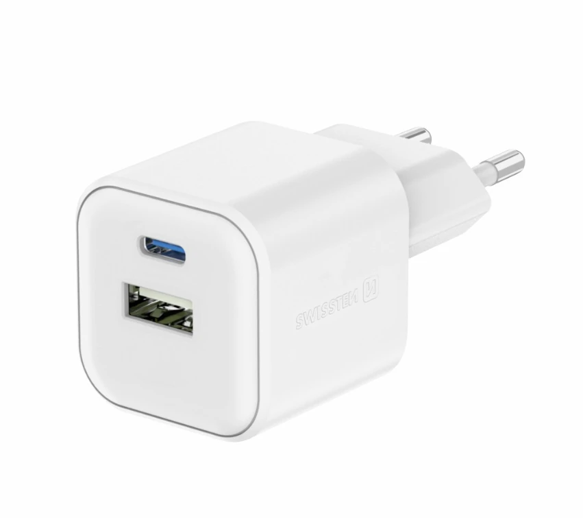 Universal home charger swissten gan 1x usb-c 35w pd + 1x usb-a 27w qc white 4