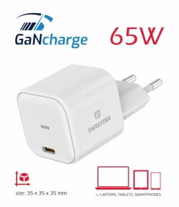 Universal home charger swissten  gan 1x usb-c 65w pd white Thumbnail 3