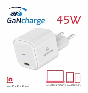 Universal home charger swissten gan 1x usb-c 45w pd white Thumbnail 2