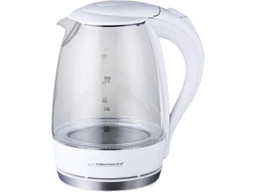 Kettle esperanza salto angel ekk011w  glass white with led light, 2200w, 1,7l, concealed heating element, 360° swivel base, auto shut-off after boilin 2