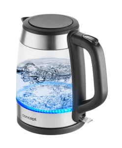 Kettle Esperanza MISSOURI EKK024K Glass Black with LED light, 1500W, 1,7l,  concealed heating element, 360° swivel base, auto shut-off after boiling