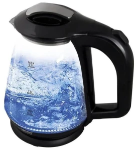 Kettle esperanza missouri ekk024k glass black with led light, 1500w, 1,7l,  concealed heating element, 360° swivel base, auto shut-off after boiling