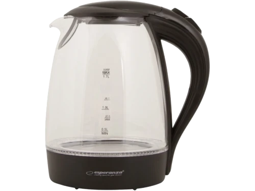 Kettle esperanza salto angel ekk011k  glass black with led light, 2200w, 1,7l, concealed heating element, 360° swivel base, auto shut-off after boilin 2