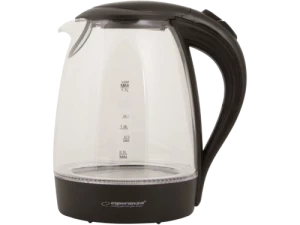 Kettle Esperanza SALTO ANGEL EKK011K  Glass Black with LED light, 2200W, 1,7l, concealed heating element, 360° swivel base, auto shut-off after boilin