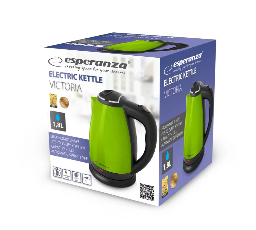 Чайник esperanza victoria ekk113g green, 1800w, inox, 1.8 l, concealed heating element 3