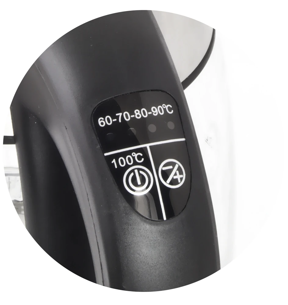 Kettle esperanza seine ekk026  glass black with led light and temperature controller, 2200w, 1,7l, the kettle will heat the water up to 60°c, 70°c, 80 3
