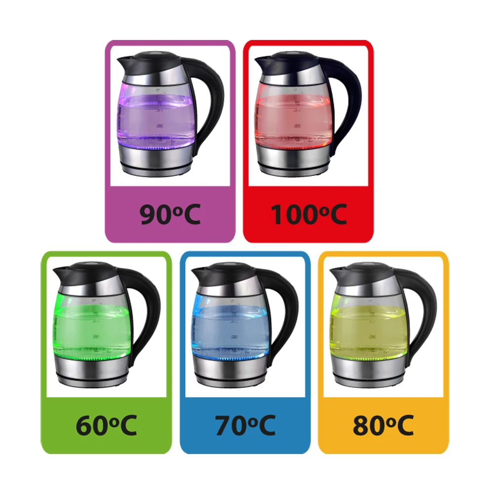 Kettle esperanza seine ekk026  glass black with led light and temperature controller, 2200w, 1,7l, the kettle will heat the water up to 60°c, 70°c, 80 4