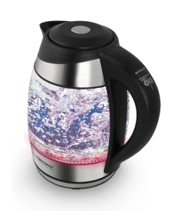 Kettle Esperanza SEINE EKK026  Glass Black with LED light and temperature controller, 2200W, 1,7l, The kettle will heat the water up to 60°C, 70°C, 80