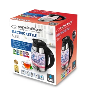 Kettle esperanza seine ekk026  glass black with led light and temperature controller, 2200w, 1,7l, the kettle will heat the water up to 60°c, 70°c, 80 Thumbnail 5