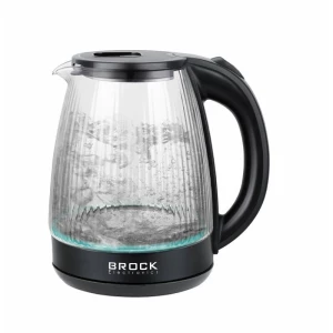 Kettle BROCK WK 2405, Glass Black with LED light, 1500W, 1,8l, concealed heating element, 360° swivel base, auto shut-off after boiling