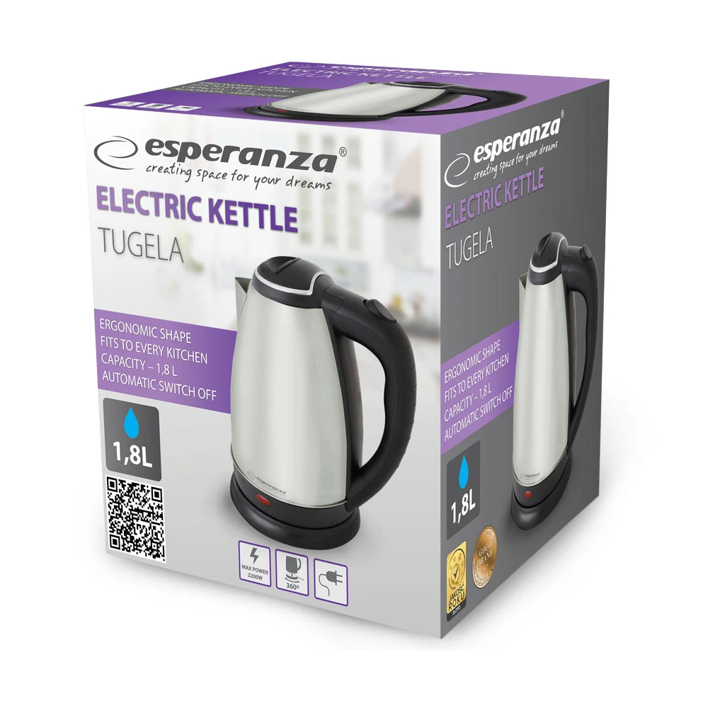 Kettle esperanza tugela ekk104x, 2200w, inox, 1.8 l 2