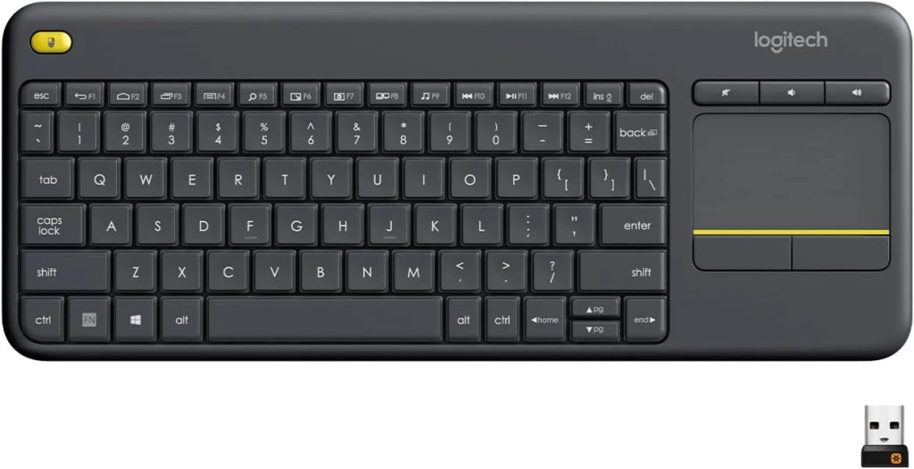 Logitech wireless keyboard k400 plus, multi-touch touchpad, nano receiver, usb, retail, black, eng 5