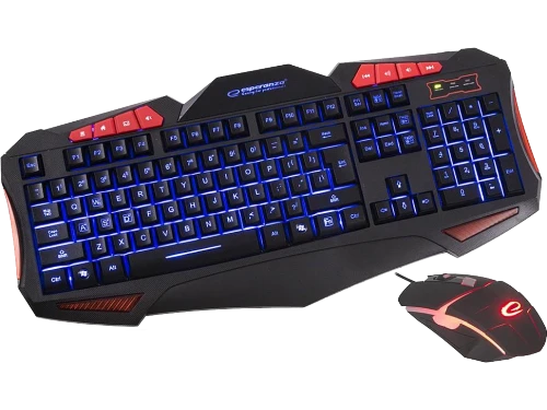 Keyboard & mouse esperanza shelter  egk3000 - us layout / gaming,  mouse: 2400dpi, 6 buttons, quiet scrolling wheel, keyboard: comfortable,  led illum 2