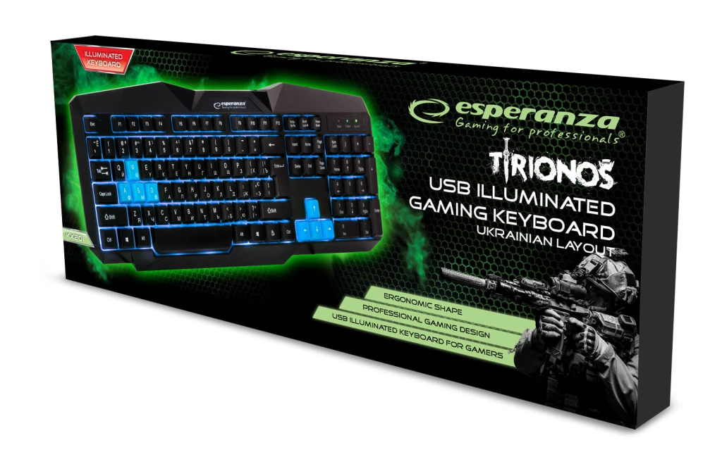 Keyboard esperanza tirons  egk201b blue - ru layout / gaming, illuminated 2