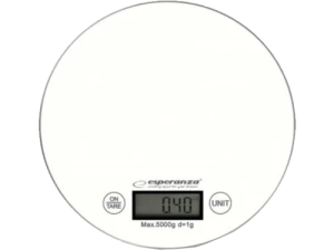 Kitchen Scale Esperanza MANGO EKS003W White  Touch buttons, Maximum capacity: 5000g, Division: 1g, Four units of measure: g /lb/oz/kg, Tare Function,