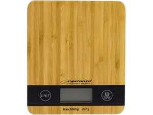 Kitchen Scale Esperanza BAMBOO EKS005, Maximum capacity: 5000g, Division: 1g, Four units of measure: g /lb/oz/kg, Super shinning stainless steel platf