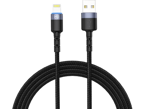 Cable usb - lightning, cu led, nylon, 1.2m, tellur black  tll155373 3