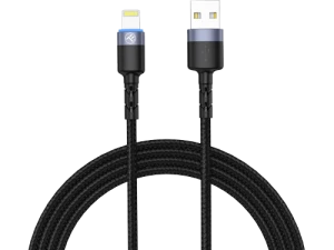 Cable USB - Lightning, cu LED, Nylon, 1.2m, Tellur Black  TLL155373