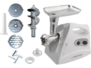 Meat grinder esperanza meatball ekm012e 600w stainless steel knife for long time use, metal spiral drive, 3 discs with different diameter holes (2,7mm Thumbnail 2