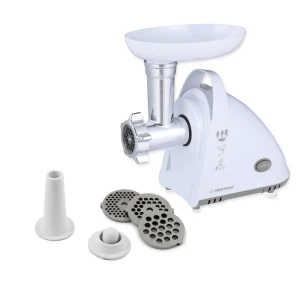 Meat grinder esperanza meatloaf ekm031, 2200w strong engine, stainless steel knife, metal spiral drive, 3 discs (2,7mm, 4mm, 8mm), forward and reverse