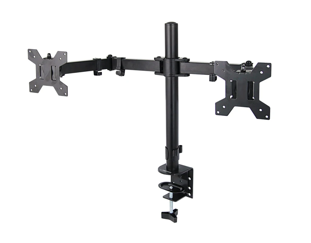 Arm for 2 monitor 10"-27"  esperanza sylen erw018, adjustable desk display mounting arm, tilt adjustment (up/down): +80o/-90o, right/left adjustment: 7