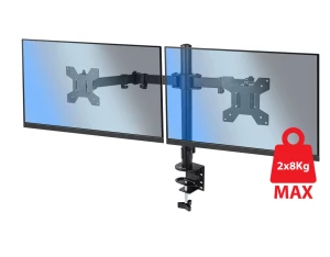 Arm for 2 monitor 10"-27"  Esperanza SYLEN ERW018, Adjustable desk display mounting arm, Tilt adjustment (up/down): +80o/-90o, Right/left adjustment: