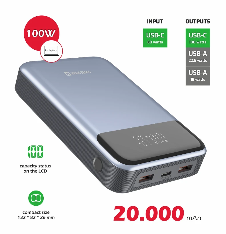 20000mah powerbank - swissten 100w pd for laptops gray 6
