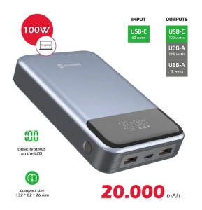 20000mah powerbank - swissten 100w pd for laptops gray Thumbnail 6