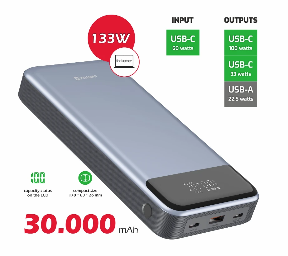 30000mah powerbank - swissten 133w pd for laptops gray 3