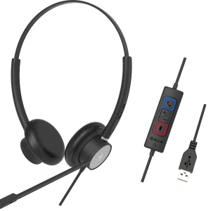 Casti cu fir call center tellur voice 320,binaural ,usb , negru tll411005 Thumbnail 2