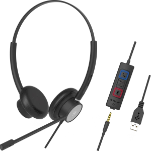 Casti cu fir call center tellur voice 420 ,binaural ,usb jack 3.5mm , negru tll411006 4