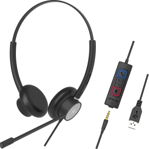 Casti cu fir call center Tellur Voice 420 ,binaural ,USB Jack 3.5mm , negru TLL411006