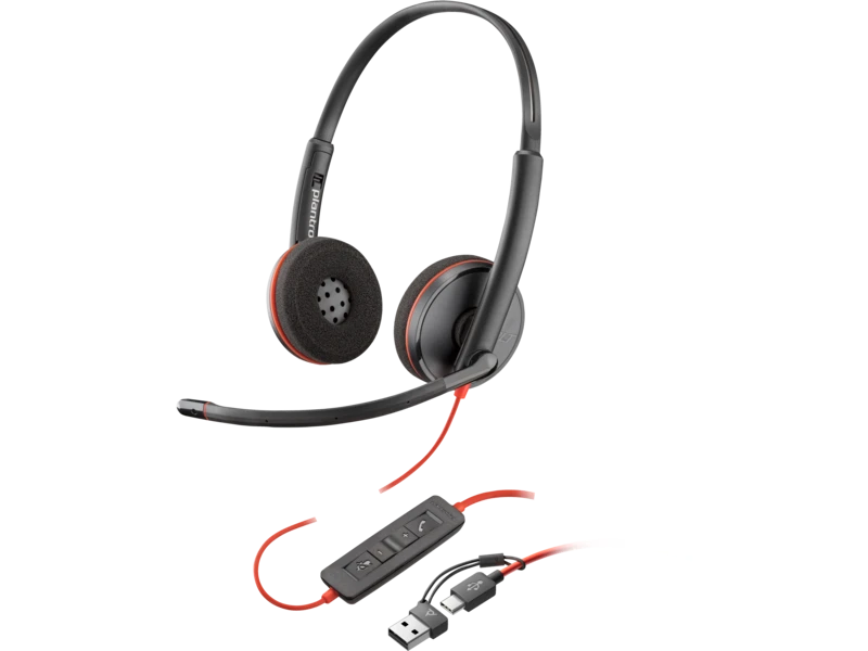 Casca poly blackwire 3220 stereo usb-c headset + usb-c/a adapter 3