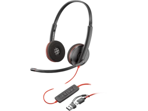 Casca Poly Blackwire 3220 Stereo USB-C Headset + USB-C/A Adapter