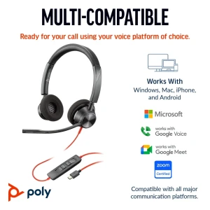 Casti poly blackwire 3320 stereo microsoft teams certified + adaptor usb-c/a Thumbnail 2