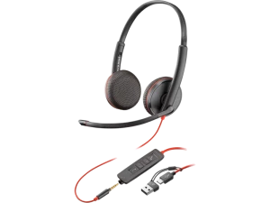 Căști USB-C Poly Blackwire 3225 stereo + mufă 3,5 mm + adaptor USB-C/A (8X229AA)