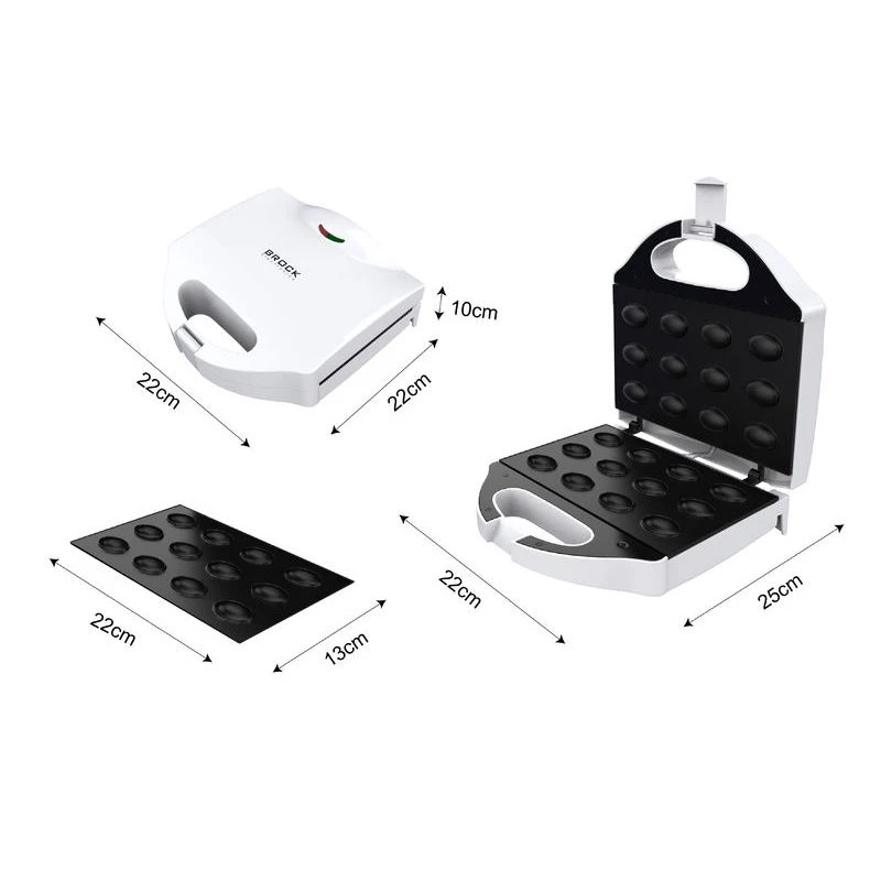 Nut shape maker brock hz 3012, 750w, for 12 nutlets, cool touch housing, non-stick surface, power and ready indicator lights, anti-slip feet, adjustab 10