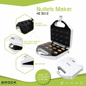 Nut shape maker brock hz 3012, 750w, for 12 nutlets, cool touch housing, non-stick surface, power and ready indicator lights, anti-slip feet, adjustab Thumbnail 2