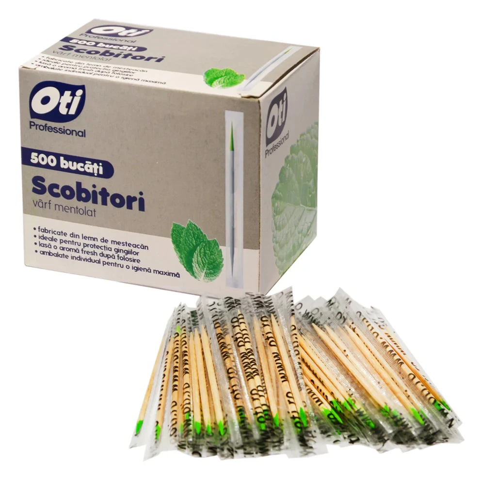 Scobitori oti professional varf mentolat, ambalate individual, 500 bucati/cutie 2