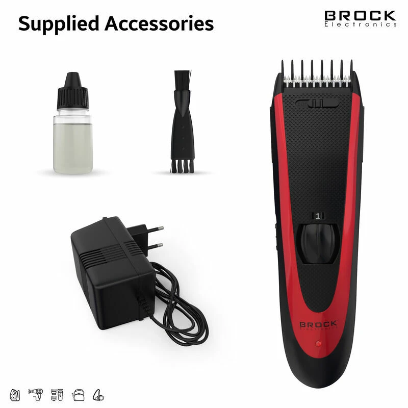 Hair clipper brock bhc 2001 stainless steel blade, 1 pcs comb attachment, cutting lenght: 3-15mm, special rotary button (24 steps to choose) for fine 6