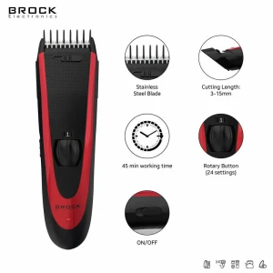 Hair clipper brock bhc 2001 stainless steel blade, 1 pcs comb attachment, cutting lenght: 3-15mm, special rotary button (24 steps to choose) for fine Thumbnail 4
