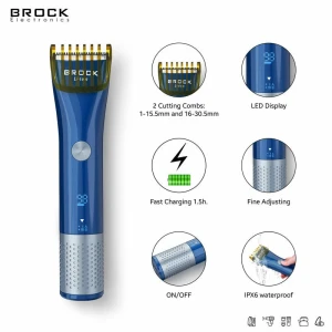 Hair clipper brock bhc 3001 fast charging, 60 min working time, led display,  the adjustible cutting comb, 2 cutting combs: 1-15.5mm and 16-30.5mm, ip Thumbnail 6