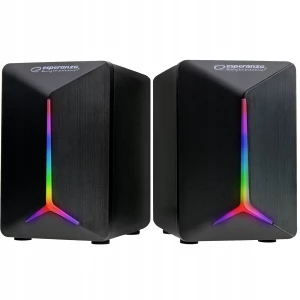 Speakers 2.0  Esperanza Frevo EGS105, 5W (2 x 2.5W), LED Rainbow lighting, Volume control, built in amplifier, Power supply: 5V, They require: USB and